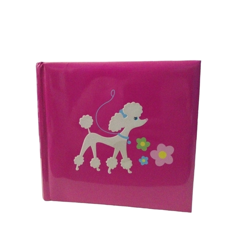 Bright Pink Barbiecore Photo Album Lined with Central White Glitzy Poodle